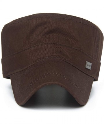 Baseball Caps Cotton Cadet Cap Army Military Caps Flat Hats Unique Design Big Head - Style04-brown - C012093JESN $17.02