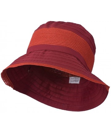 Bucket Hats UPF 50+ Women's Bucket Shaped Hat - Red Orange W12S50E - CS11D3H6WQF $89.64