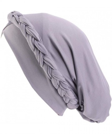 Skullies & Beanies Chemo Cancer Turbans Cap Twisted Braid Hair Cover Wrap Turban Headwear for Women - Single Braid a Gray - C...