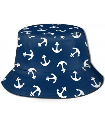 Bucket Hats Women's Summer Bucket Hat Outdoor Sun UV Protection Casual Fishing Cap - Anchor - CV1944N0SWW $29.56