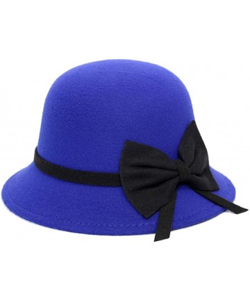 Sun Hats Women's Crushable Wool Felt Outback Hat Panama Hat Wide Brim with Bow Summer Best 2019 New - Blue - CI18QMDSG03 $13.83