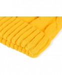 Skullies & Beanies Women's Winter Ribbed Knit Faux Fur Pompoms Chunky Lined Beanie Hats - A Twist Mustard - CB184RQ4YWY $15.36