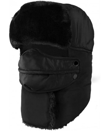 Skullies & Beanies Unisex Warm Windproof Print Trooper Trapper Hat Thermal Plush Lining Hunting Hat - Black - CI18I3A4GDZ $14.86