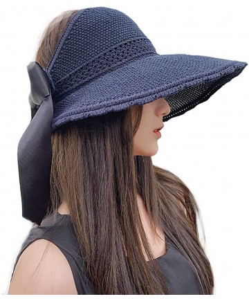 Sun Hats Sun Hats for Women with UV Protection- Wide Brim Large Sun Visor Hats- Foldable Sun Hats with Ponytail - CK18THCY9ZW...