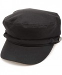 Newsboy Caps Women's 100% Cotton Greek Fisherman's Sailor Fiddler Hat Cap - Self Band-black - CP18OK48208 $19.17