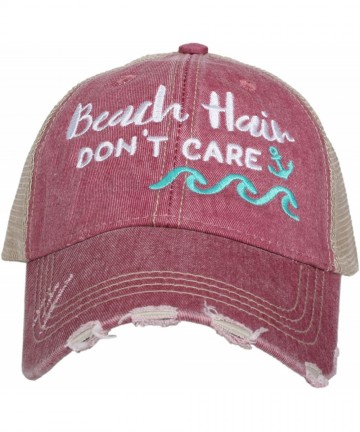 Baseball Caps Beach Hair Don't Care WAVES Women's Trucker Hats Caps - Mauve/Mint Waves - CY18YKA68X5 $48.45