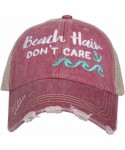 Baseball Caps Beach Hair Don't Care WAVES Women's Trucker Hats Caps - Mauve/Mint Waves - CY18YKA68X5 $32.09