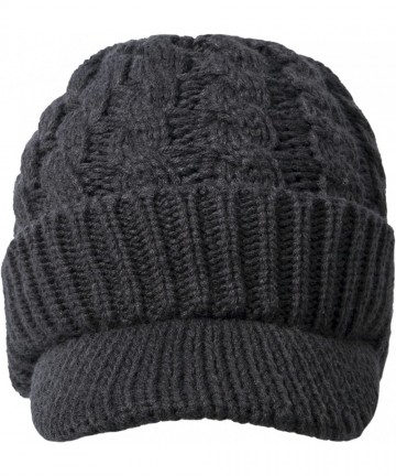 Skullies & Beanies Womens Winter Beanie Hat Warm Knitted Slouchy Wool Hats Cap with Visor - B-dark Gray - CY18H84ZKMK $14.20