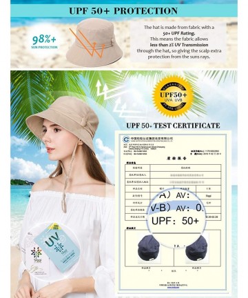 Sun Hats Womens Bucket Sun Hat UPF 50 Chin Strap Adjustable Breathable - Beige89024 - CM18NA60OXC $25.86
