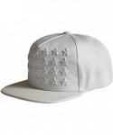 Baseball Caps Star Embroidery PU Leather Crocodile Skin Pattern Snapback Cap FFH134RED - White - CN11KCIMJLF $23.84