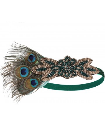 Headbands 1920s Flapper Peacock Feather Headband 20s Sequined Showgirl Headpiece - Style-7 - CD18RL5TO52 $21.68