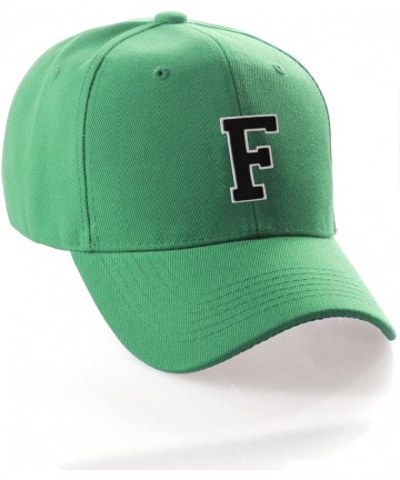 Baseball Caps Classic Baseball Hat Custom A to Z Initial Team Letter- Green Cap White Black - Letter F - CP18IDSO8Z7 $16.05