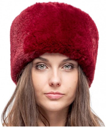 Bomber Hats Faux Fur Russian Hat for Women - Soft Velvet Fur - Comfy Cossack Style - Maroon Rabbit - CH18ARQCHZI $35.56