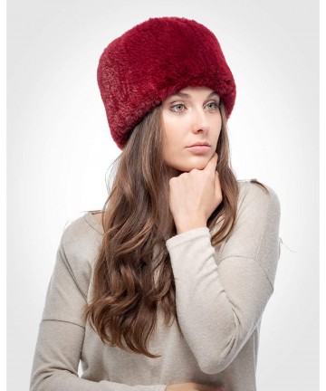 Bomber Hats Faux Fur Russian Hat for Women - Soft Velvet Fur - Comfy Cossack Style - Maroon Rabbit - CH18ARQCHZI $24.16