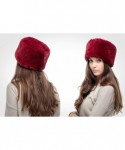 Bomber Hats Faux Fur Russian Hat for Women - Soft Velvet Fur - Comfy Cossack Style - Maroon Rabbit - CH18ARQCHZI $24.16