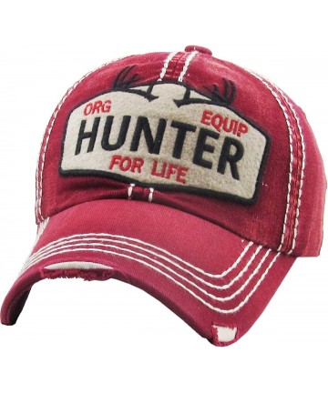 Baseball Caps Outdoor Hunting Tactical Distressed Baseball Cap Dad Hats Adjustable Unisex - (7.1) Maroon Hunter for Life - CM...