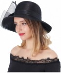 Sun Hats Women's Organza Wide Brim Floral Ribbon Kentucky Derby Church Dress Sun Hat - 2 Style-black - C9183W3SS7D $28.25