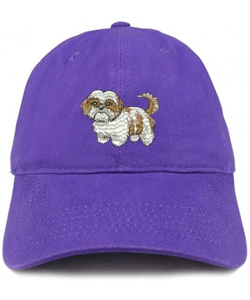 Baseball Caps Shih Tzu Embroidered Unstructured Cotton Dad Hat - Purple - CD18RAW4A76 $25.20