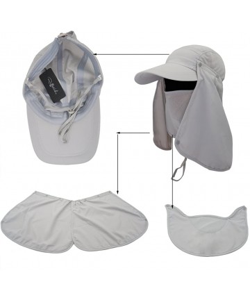 Sun Hats UPF 50+ Sun Hat with Neck Flap Removable Multifunction Outdoor Sport Summer Cap - Grey - CY184QREIDI $18.59