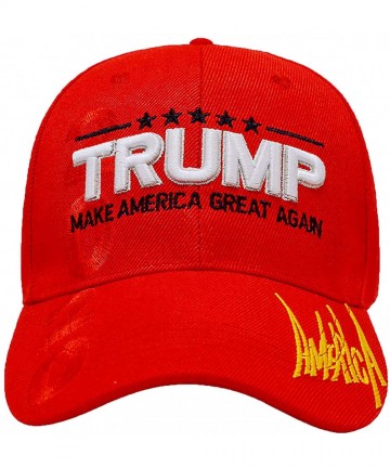 Skullies & Beanies Trump 2020 Keep America Great 3D Embroidery American Flag Baseball Cap - 013 Red - CC18O22QMQC $25.68