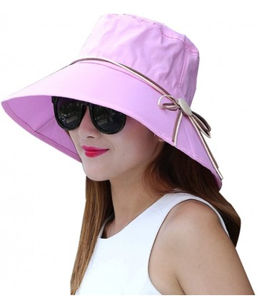 Bucket Hats Women's Sun Hat Summer Beach Hat Foldable Wide Brim Bucket travel Cap - Pink - CB183D7NSUE $15.82