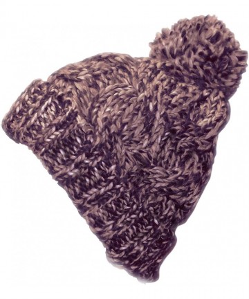 Skullies & Beanies Knitted Cozy Warm Winter Boho Slouch Snowboarding Ski Hat - Rose Pink/Purple Combo - C911QTO51OX $18.38