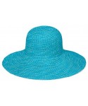 Sun Hats Women's Scrunchie Sun Hat - UPF 50+- Ultra-Light- Wide Brim- Floppy- Packable - Turquoise With White Dots - CI11IAUH...