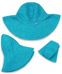 Sun Hats Women's Scrunchie Sun Hat - UPF 50+- Ultra-Light- Wide Brim- Floppy- Packable - Turquoise With White Dots - CI11IAUH...