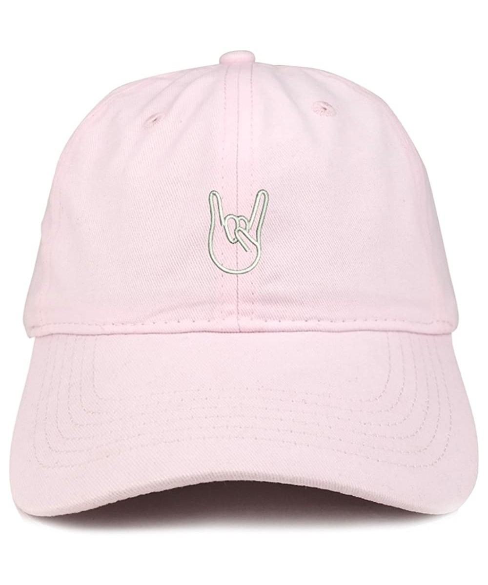 Baseball Caps Rock On Embroidered Dad Hat Adjustable Cotton Baseball Cap - Light Pink - CO185HMERCY $23.75