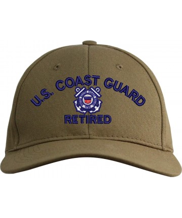 Baseball Caps U.S. Coast Guard Retired Embroidered Cap - Coyote Brown - Low Profile - Cotton Twill - Usa - C918OXXOIMA $71.88