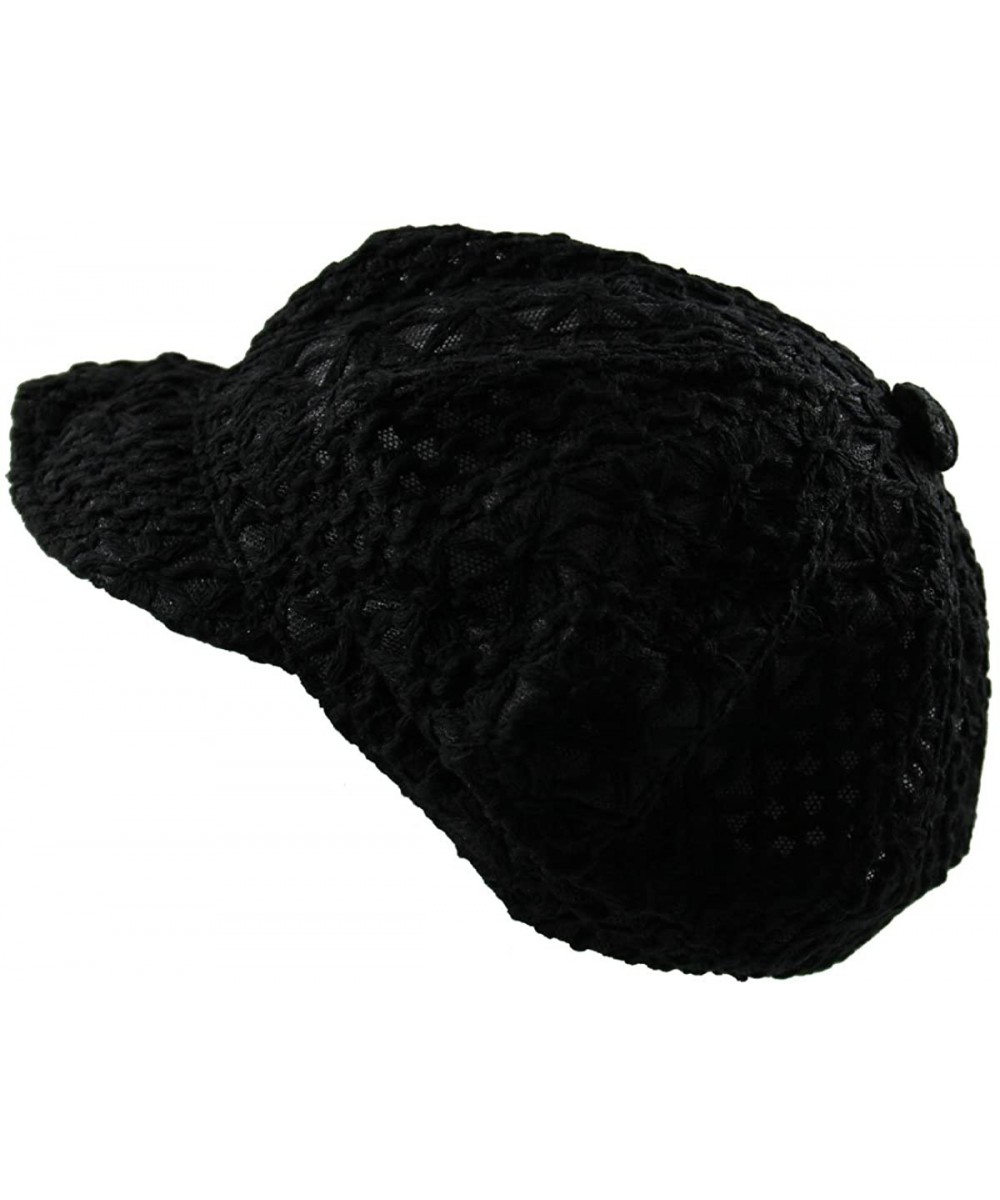 Newsboy Caps Ladies Crochet Newsboy Hats - Black - C911XSRZXL5 $17.40