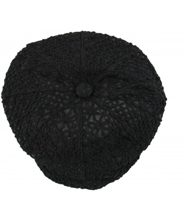 Newsboy Caps Ladies Crochet Newsboy Hats - Black - C911XSRZXL5 $17.40