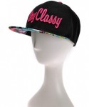 Baseball Caps Unisex Adjustable Baseball Cap Word Embroidered Floral Flat Bill Snapback Hat - Stay Classy (Hot Pink) - CW11Y7...