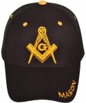 Baseball Caps Freemason Mason Symbol Adjustable 3D Embroidery Baseball Cap Hat - Black - CF12JLQTBDH $17.02