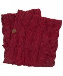 Skullies & Beanies 3pc Set Trendy Warm Chunky Soft Stretch Cable Knit Pom Pom Beanie- Scarves and Gloves Set - Burgundy - CS1...