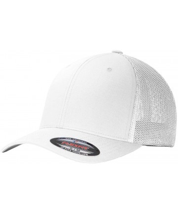 Baseball Caps Men's Flexfit Mesh Back Cap - White/White - C418K2T8ECH $16.84