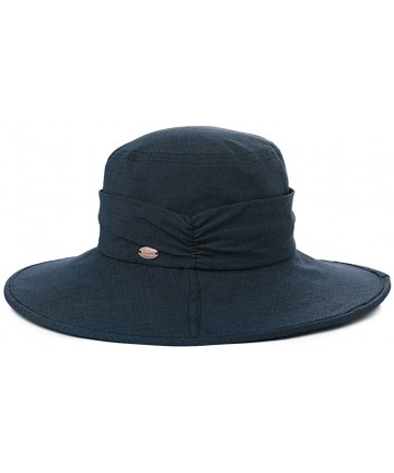 Sun Hats Womens UPF50+ Summer Sunhat Bucket Packable Wide Brim Hats w/Chin Cord - 00063_navy Blue - CS18TGX335X $20.08