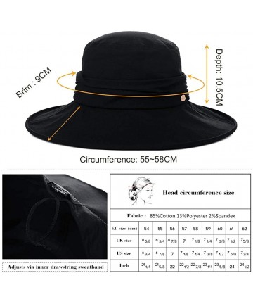 Sun Hats Womens UPF50+ Summer Sunhat Bucket Packable Wide Brim Hats w/Chin Cord - 00063_navy Blue - CS18TGX335X $20.08