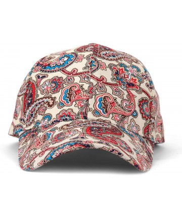 Baseball Caps Floral Print Baseball Cap Adjustable 100% Cotton Canvas Dad Hat Hats for Women - Paisley-red - CX182GOHNRK $15.97