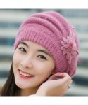 Skullies & Beanies Fashion Womens Flower Crochet Hat Winter Warm Cap Beret Knit Beanie for Women - Purple - CR18L2S4NGL $14.12