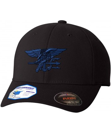 Baseball Caps Blue Navy Seal Logo Flexfit Adult Pro-Formance Hat Black Large/X-Large - CY184SWQ96G $31.20