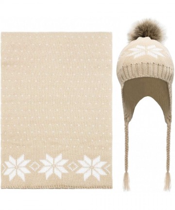 Skullies & Beanies Women Lady Winter Warm Knitted Snowflake Hat Gloves and Scarf Winter Set - 2pcs Set_beige - CK18YDWN4T3 $2...