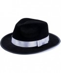 Fedoras Fedora Gangster Hat - Mobster Costume - Felt Hat & White Neck Tie - (2 Pc Set) Fedora Hat - CA186G0YMOM $18.91