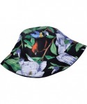 Bucket Hats Unisex Cute Unique Print Travel Bucket Hat Summer Fisherman Cap - Bird Flower Black - CQ193I2ADYC $17.78