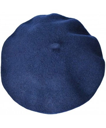 Berets Girls&Boys French Style Wool Beret Kids Hat - Navy Blue - CX18E7N7M7D $14.56