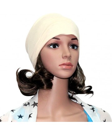 Headbands Women's Solid Stretch Wide Sports Headband Cotton Yoga Hairband Bandanas - Beige - CF188NEYXIL $13.31