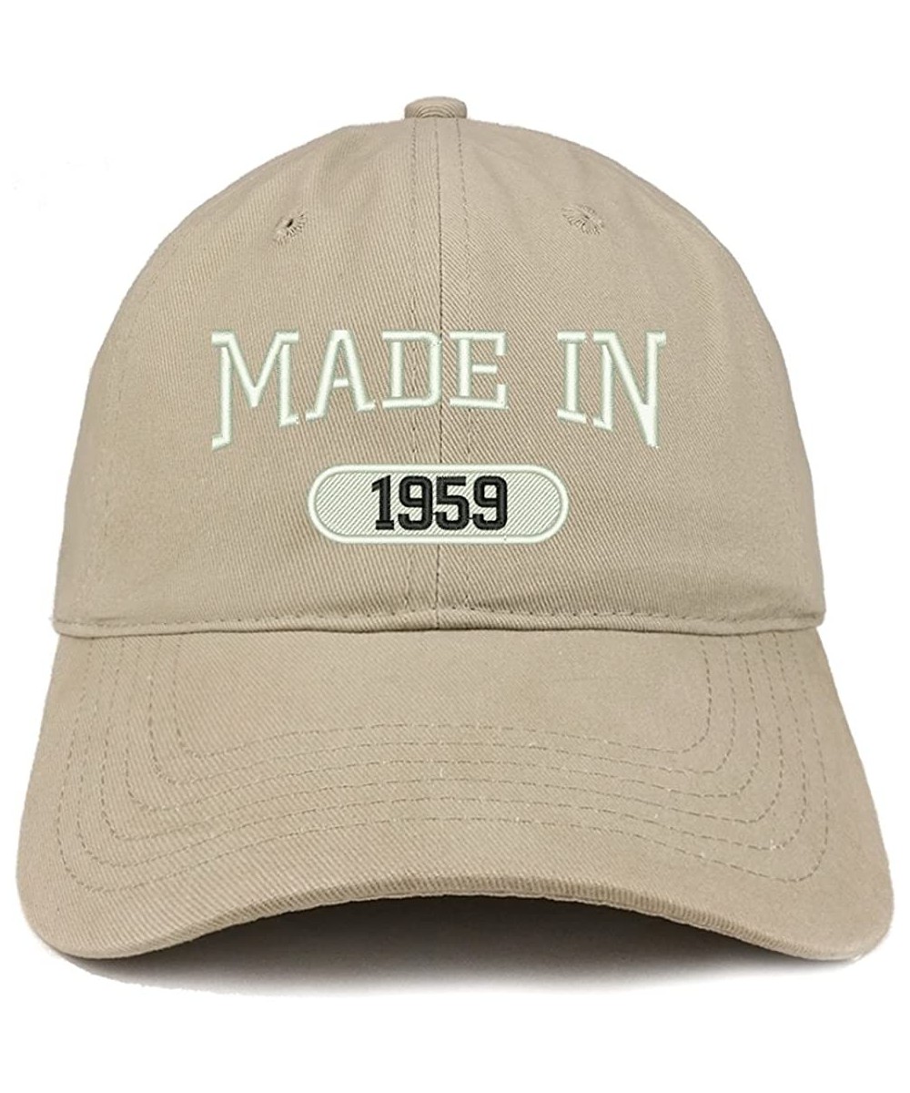 Baseball Caps Made in 1959 Embroidered 61st Birthday Brushed Cotton Cap - Khaki - C818C9DK3EW $25.39