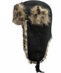 Skullies & Beanies Trooper Ear Flap Cap w/Faux Fur Lining Hat - Canvas Leopard Fur - CR12NSFRL7A $17.23