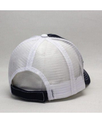 Baseball Caps Plain Two Tone Cotton Twill Mesh Adjustable Trucker Baseball Cap - Navy/Navy/White - CM18CX74KMH $16.65