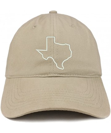 Baseball Caps Texas State Outline Embroidered Brushed Cotton Dad Hat Cap - Khaki - CE185HQSHGQ $26.30
